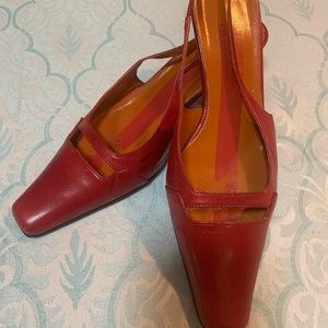 BCBGMaxAzria back-strap red heels Size 7B